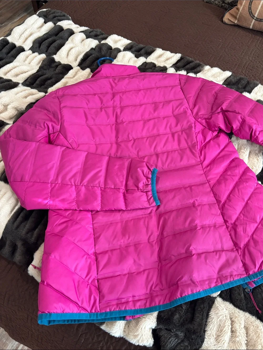 Columbia Girls' Bright Fuchsia Packable Puffer Jacket with Teal Trim